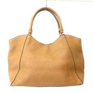 TORY BURCH 美品 ショルダーバッグ トートバッグ Tロゴ レザー シボ革 キャメル ブラウン