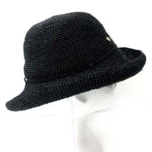 HELEN KAMINSKI 帽子 ラフィア ハット 麦わら つば広 リボン 日除け 黒 ブラック WY