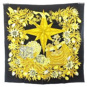 カレ90 PASSIFLORES スカーフ シルク ブラック