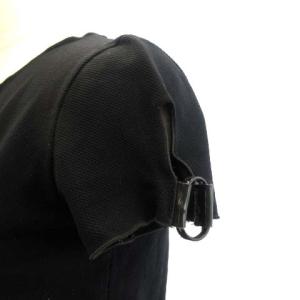 EMPORIO ARMANI 開襟 半袖 カットソー Tシャツ ストレッチ 黒 ブラック 42 約L ECR17