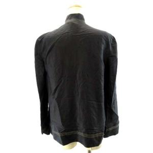 EMPORIO ARMANI シルク100％ ヴィンテージ シャツ カットソー 長袖 薄手 ネイビー 36 S 相当 ECR17