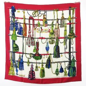 カレ90 Pasementerie 紐飾り スカーフ ストール ショール シルク ピンク系 マルチカラー WY AA