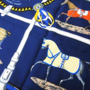 HERMES カレ90 Couvertures et Tenues de Jour 馬着 スカーフ ストール ショール ブルー マルチカラー