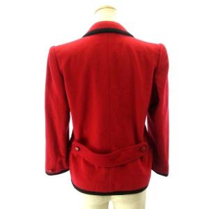 YVES SAINT LAURENT ヴィンテージ テーラード ジャケット ブレザー ウール 赤 レッド 9A3 約M IBO38
