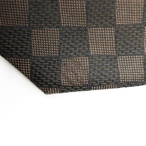 LOUIS VUITTON 美品 シルク100％ ダミエ ロゴ 刺繍 ワイドタイ ネクタイ フォーマル ビジネス ブラウン IBO38