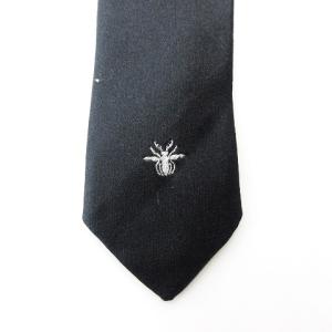 DIOR HOMME シルク100％ ビー 蜂 ロゴ 刺繍 ナロータイ ネクタイ フォーマル ビジネス ブラック IBO38
