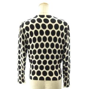 M'S GRACY ニット カーディガン 長袖 ドット ビジューボタン グログランテープ 黒 ブラック 40 M IBO38