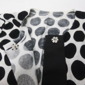 M'S GRACY ニット カーディガン 長袖 ドット ビジューボタン グログランテープ 黒 ブラック 40 M IBO38