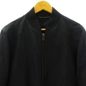Ermenegildo Zegna シルク混 ブルゾン ジャケット ジップアップ 総柄 コットン ネイビー 48