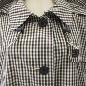 Aquascutum フード付き レインコート ジャケット チェック ブラウン ネイビー 大きいサイズ 17 約XXL