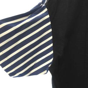 TOMORROWLAND 21SS コットン天竺 ストライプ シャツ コンビ 半袖 Tシャツ ホワイト ネイビー S