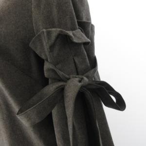 ADORE 近年 ウール混 フレアスリーブ Iライン ワンピース ダークグレー 36 約S-M IBO37