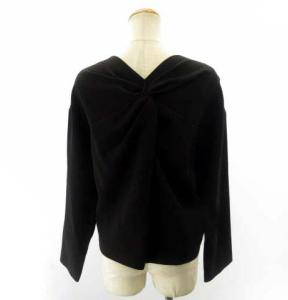 ブラウス カットソー 長袖 クロスデザイン バックシャン 黒 ブラック 38 M IBO37