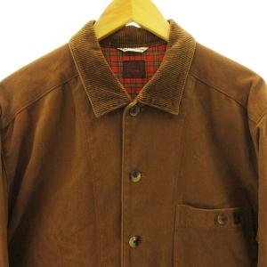 Papas カバーオール ワーク ジャケット アウター 切替 コットン ブラウン L IBO37