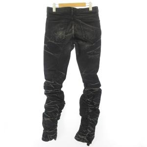 RIPVANWINKLE デニム パンツ シャーリング ボタンフライ ストレッチ ブラック 黒 3 約L IBO37