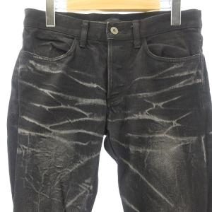 RIPVANWINKLE デニム パンツ シャーリング ボタンフライ ストレッチ ブラック 黒 3 約L IBO37