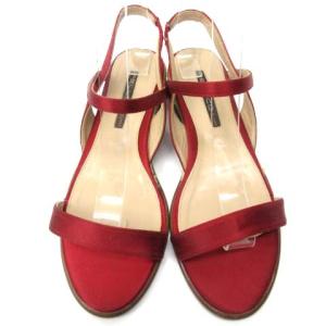 PELLICO SUNNY サンダル サテン ストラップ ウェッジヒール 赤 レッド 37 24cm IBO37
