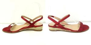 PELLICO SUNNY サンダル サテン ストラップ ウェッジヒール 赤 レッド 37 24cm IBO37