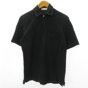 ポロシャツ カットソー 半袖 コットン イタリア製 黒 ブラック XS
