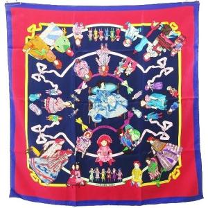 HELLO-DOLLY ハロードーリー カレ90 人形 総柄 スカーフ ストール ショール シルク マルチカラー WY