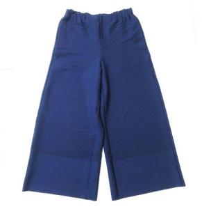 フレア パンツ 切替 横リブ スラックス ウエストゴム IM63KF017 ブルー 1 約S