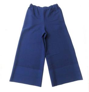 ISSEY MIYAKE フレア パンツ 切替 横リブ スラックス ウエストゴム IM63KF017 ブルー 1 約S