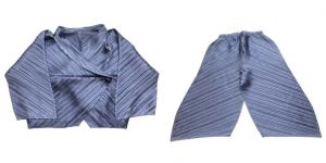 17SS セットアップ ジャケット パンツ 斜めプリーツ ブルー パープル