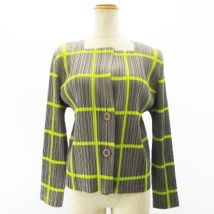 PLEATS PLEASE ISSEY MIYAKE チェック柄 セットアップ ジャケット カーディガン パンツ グレー イエロー