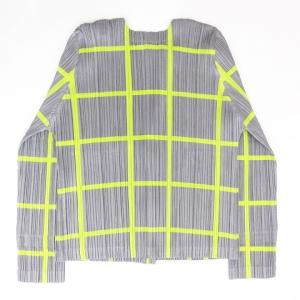 PLEATS PLEASE ISSEY MIYAKE チェック柄 セットアップ ジャケット カーディガン パンツ グレー イエロー