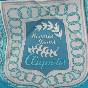 HERMES CLIQUETIS 剣柄 カレ90 スカーフ ライトブルー 青系