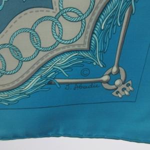 HERMES CLIQUETIS 剣柄 カレ90 スカーフ ライトブルー 青系