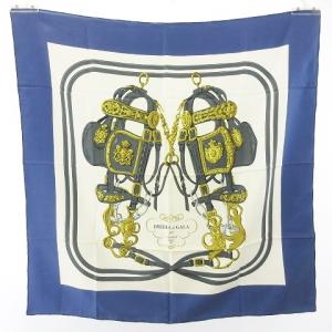 BRIDES de GALA 式典用馬勒 カレ90 スカーフ シルク100％ ブルー 青