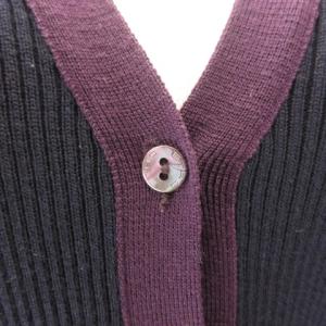 ETRO カーディガン Vネック 長袖 リブ ウール 紫 パープル ネイビー 46 約L