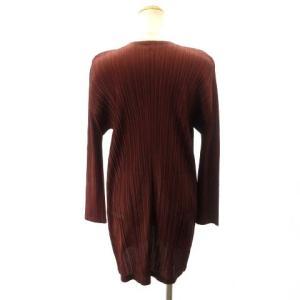 PLEATS PLEASE ISSEY MIYAKE PP43-JA181 ロングカーディガン プリーツ 3 レッドブラウン