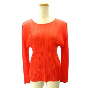 20SS 美品 カットソー 長袖 プリーツ PP01-JK141 レッド系 4 約XL