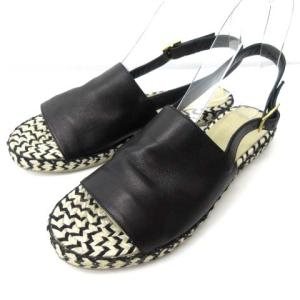 サンダル ストラップ フラットシューズ 黒 ブラック 37 約23.5-24.0cm