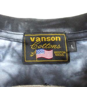 vanson Leathers Tシャツ 長袖 カットソー ロンT タイダイ アップリケ ドクロ プリント 青系 ブルー系 L コットン X