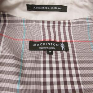 MACKINTOSH トレンチコート 裏地チェック ジャケット ダブルブレスト 英国製 ベルト付 ベージュ 36 約S-Mサイズ 0602 IBO39