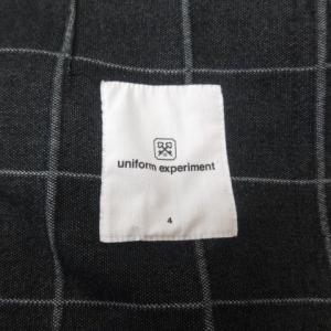 uniform experiment テーラードジャケット ブレザー チェック 3B コットン 黒 ブラック 白 4 約Lサイズ相当