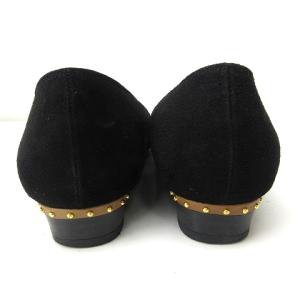 LANVIN en Bleu パンプス スタッズ ポインテッドトゥ スウェード レザー 黒 ブラック 24.5cm