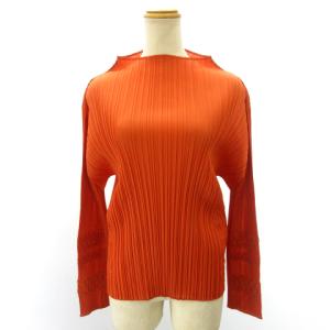 20AW モックネック 長袖 プリーツ カットソー 刺繍 PP03-JK541 オレンジ 3 約L