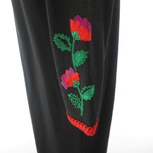 YVES SAINT LAURENT ニット ワンピース 長袖 花刺繍 ウール 黒 ブラック MWY