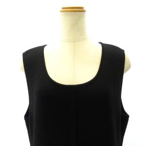 YVES SAINT LAURENT ノースリーブ ウール ワンピース ストレッチ ひざ丈 黒 ブラック L WY