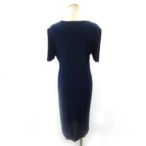 YVES SAINT LAURENT ニット ワンピース レーヨン混 半袖 切替 紺 ネイビー MWY