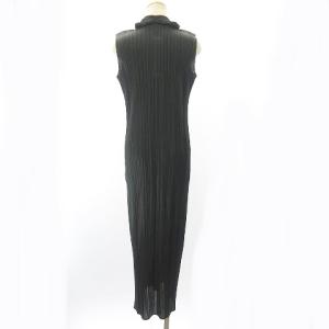 PLEATS PLEASE ISSEY MIYAKE プリーツ 襟付き ワンピース ロング ノースリーブ スリット PP63-JH206 ブラック系 4