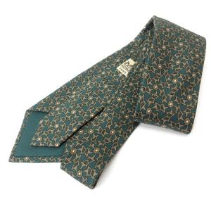 HERMES 美品 ネクタイ レギュラータイ ホースビット シルク グリーン ブラウン STK