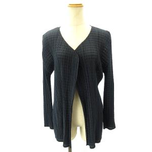 カーディガン プリーツ 長袖 ボタンレス PP51-JO834 紺 ネイビー 3 約L