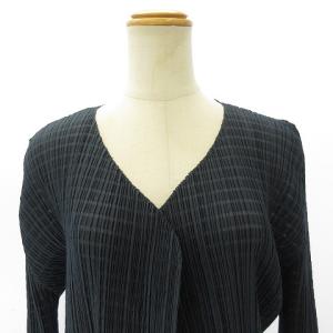 PLEATS PLEASE ISSEY MIYAKE カーディガン プリーツ 長袖 ボタンレス PP51-JO834 紺 ネイビー 3 約L