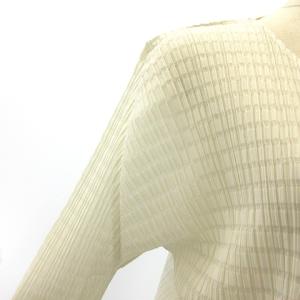 PLEATS PLEASE ISSEY MIYAKE カーディガン プリーツ 長袖 ボタンレス PP51-JO834 白 ホワイト 約M-L