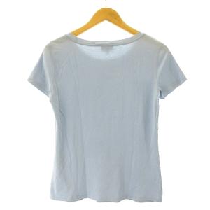 ARMANI JEANS 美品 Tシャツ カットソー ラインストーン ロゴ 半袖 プリント ライトブルー 40 M
